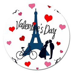 Valentine s Day - Paris Magnet 5  (round) by Valentinaart