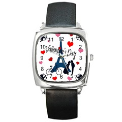 Valentine s Day - Paris Square Metal Watch by Valentinaart