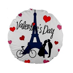 Valentine s Day - Paris Standard 15  Premium Round Cushions by Valentinaart