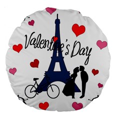 Valentine s Day - Paris Large 18  Premium Round Cushions by Valentinaart