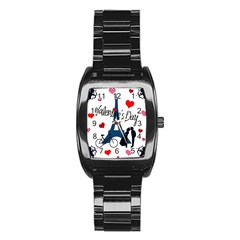 Valentine s Day - Paris Stainless Steel Barrel Watch by Valentinaart