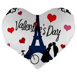 Valentine s day - Paris Large 19  Premium Flano Heart Shape Cushions Back