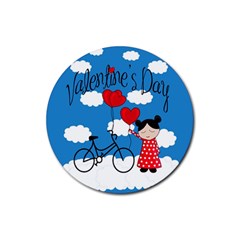 Girls Daydream Rubber Coaster (round)  by Valentinaart