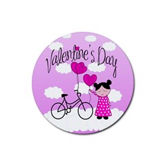 Pink Daydream  Rubber Round Coaster (4 Pack)  by Valentinaart