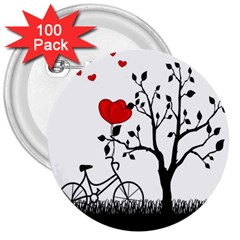 Love Hill 3  Buttons (100 Pack)  by Valentinaart