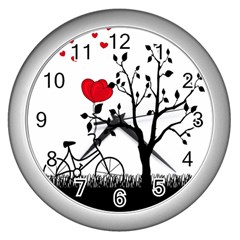 Love Hill Wall Clocks (silver)  by Valentinaart