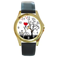 Love Hill Round Gold Metal Watch by Valentinaart