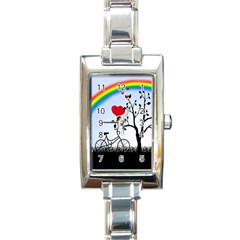 Love Hill - Rainbow Rectangle Italian Charm Watch by Valentinaart