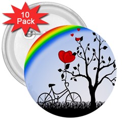 Love Hill - Rainbow 3  Buttons (10 Pack)  by Valentinaart