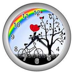 Love Hill - Rainbow Wall Clocks (silver)  by Valentinaart