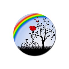 Love Hill - Rainbow Rubber Coaster (round)  by Valentinaart