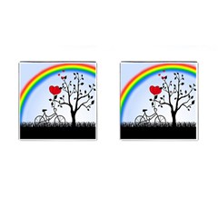 Love Hill - Rainbow Cufflinks (square) by Valentinaart