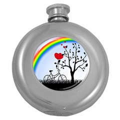 Love Hill - Rainbow Round Hip Flask (5 Oz) by Valentinaart