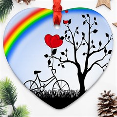 Love Hill - Rainbow Heart Ornament (two Sides) by Valentinaart