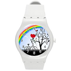 Love Hill - Rainbow Round Plastic Sport Watch (m) by Valentinaart