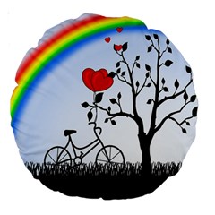 Love Hill - Rainbow Large 18  Premium Round Cushions by Valentinaart