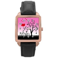 Love Sunrise Rose Gold Leather Watch  by Valentinaart