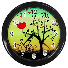 Love Sunrise Wall Clocks (black) by Valentinaart