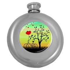 Love Sunrise Round Hip Flask (5 Oz) by Valentinaart