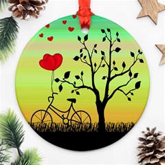 Love Sunrise Round Ornament (two Sides) by Valentinaart