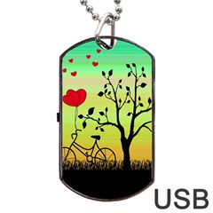 Love Sunrise Dog Tag Usb Flash (one Side) by Valentinaart