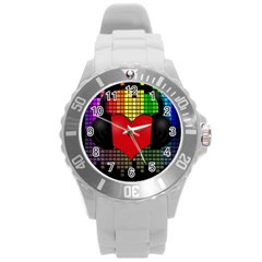 Love Music Round Plastic Sport Watch (l) by Valentinaart