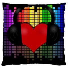 Love Music Large Cushion Case (one Side) by Valentinaart