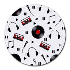 Music Pattern Round Mousepads by Valentinaart