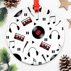 Music Pattern Ornament (round) by Valentinaart