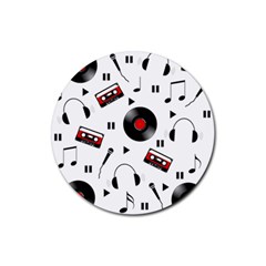 Music Pattern Rubber Coaster (round)  by Valentinaart