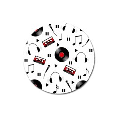 Music Pattern Magnet 3  (round) by Valentinaart