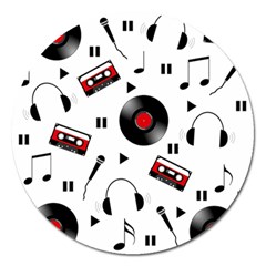 Music Pattern Magnet 5  (round) by Valentinaart