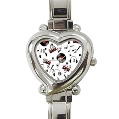 Music Pattern Heart Italian Charm Watch by Valentinaart