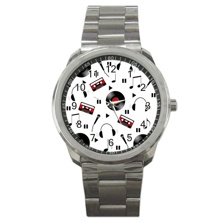 Music pattern Sport Metal Watch