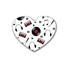 Music Pattern Rubber Coaster (heart)  by Valentinaart