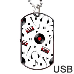 Music Pattern Dog Tag Usb Flash (two Sides) by Valentinaart