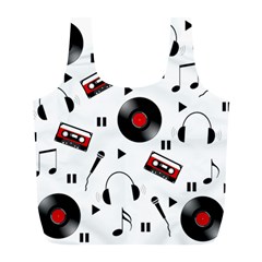 Music Pattern Full Print Recycle Bags (l)  by Valentinaart