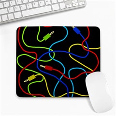 Audio Cables  Large Mousepads by Valentinaart