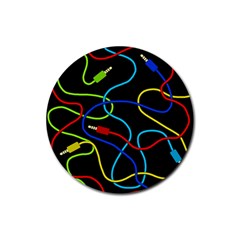 Audio Cables  Rubber Coaster (round)  by Valentinaart