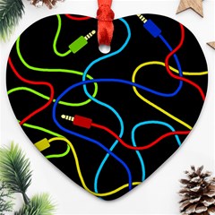 Audio Cables  Heart Ornament (two Sides) by Valentinaart