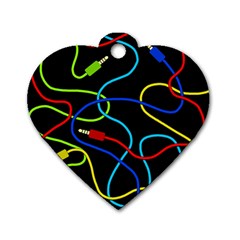 Audio Cables  Dog Tag Heart (one Side) by Valentinaart