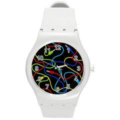 Audio Cables  Round Plastic Sport Watch (m) by Valentinaart