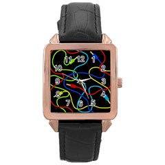 Audio Cables  Rose Gold Leather Watch  by Valentinaart