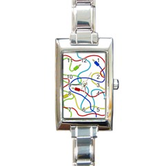 Colorful Audio Cables Rectangle Italian Charm Watch by Valentinaart