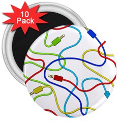 Colorful Audio Cables 3  Magnets (10 Pack)  by Valentinaart