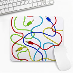 Colorful Audio Cables Large Mousepads by Valentinaart