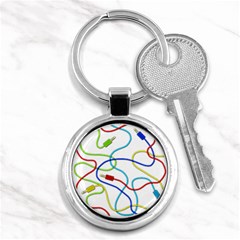 Colorful Audio Cables Key Chains (round)  by Valentinaart