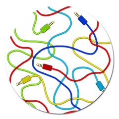 Colorful Audio Cables Magnet 5  (round) by Valentinaart