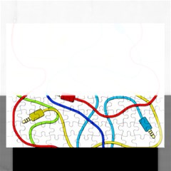 Colorful Audio Cables Rectangular Jigsaw Puzzl by Valentinaart