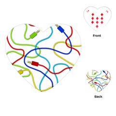 Colorful Audio Cables Playing Cards (heart)  by Valentinaart